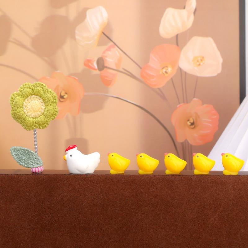 Mini ozdoby do auta Středová konzola na palubní desku pro slepice Sada slepice Roztomilé zahradní ozdoby Interiér auta Dekorativní doplňky pro vlastní potřebu