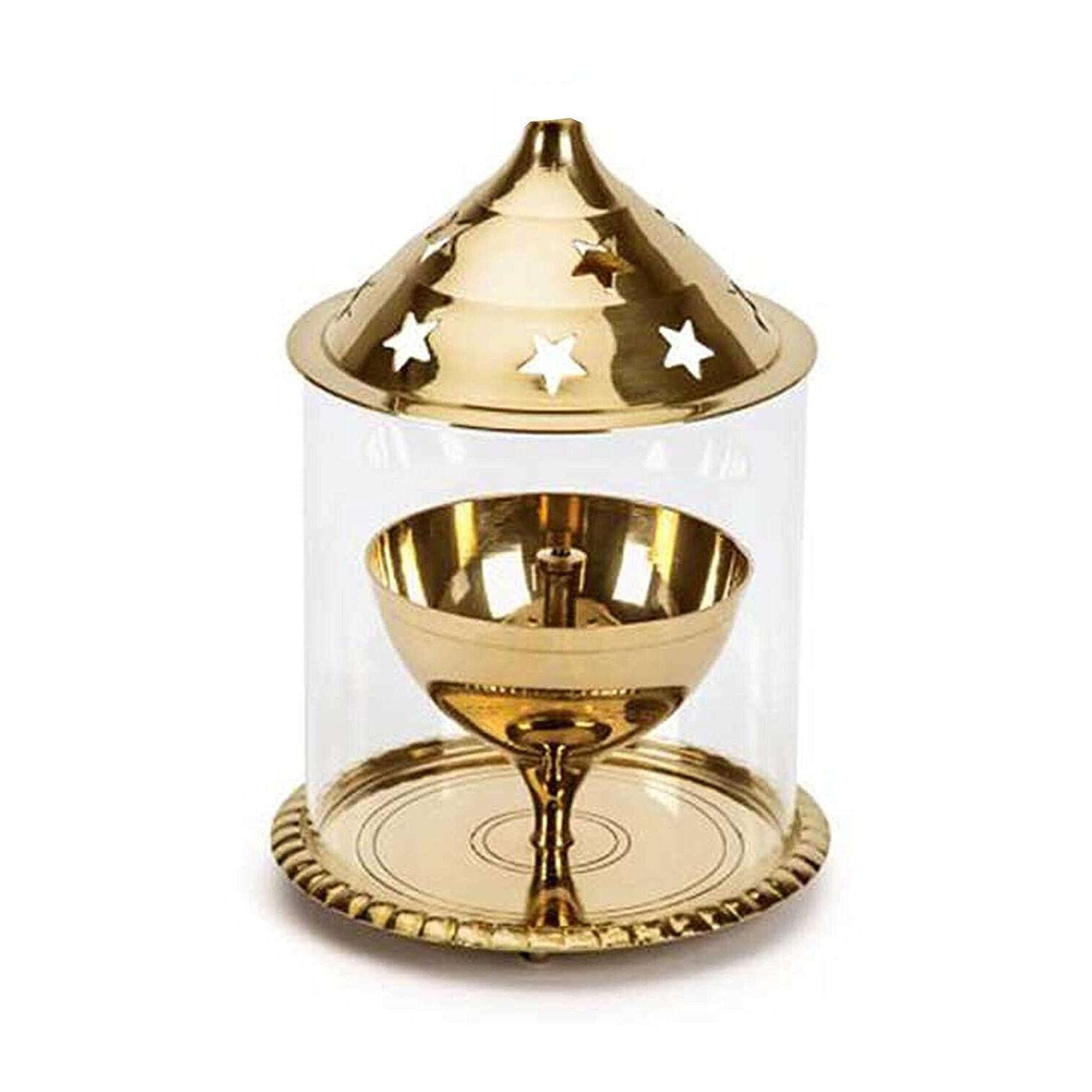 Indian Traditional Simple Brass Akhand Diya For Home & Temple Pooja CN1042