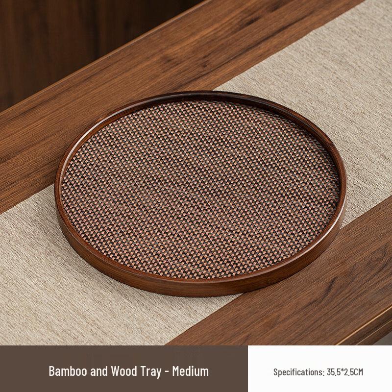 Walnut Round Retro Serving Tray