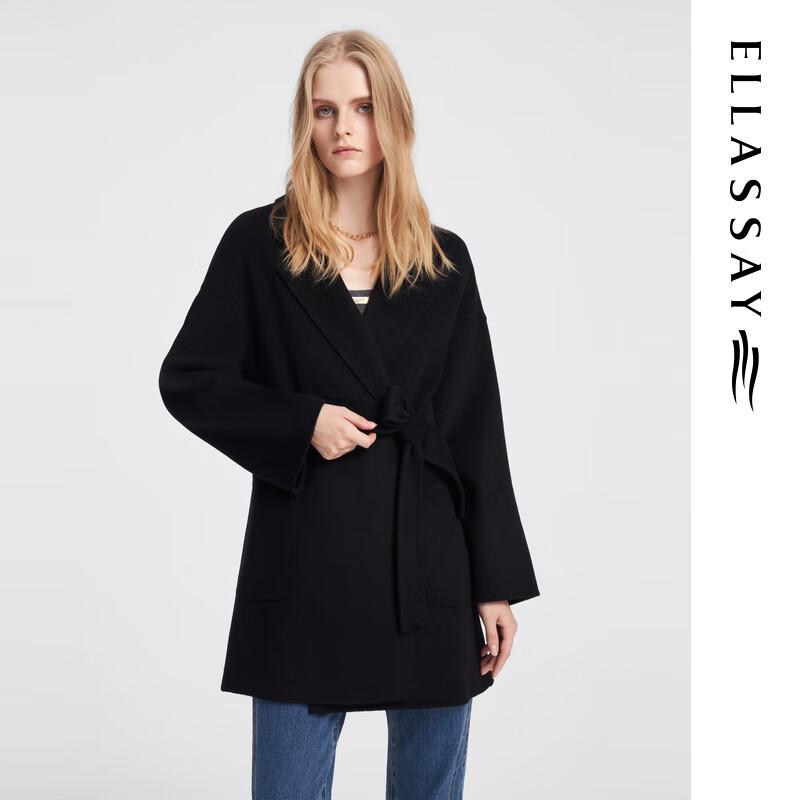 ELLASSAY Women's Crossover Lapel Wool Blend Coat