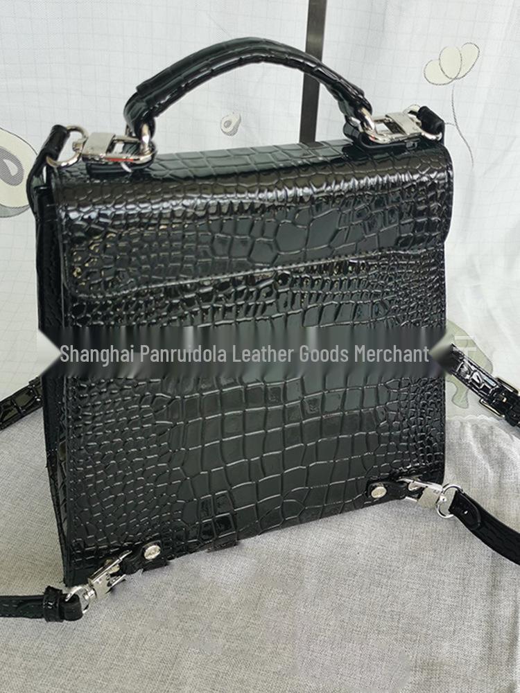 2025 Trendy Black Crocodile Print Backpack - Large Capacity, Cool & Casual Style