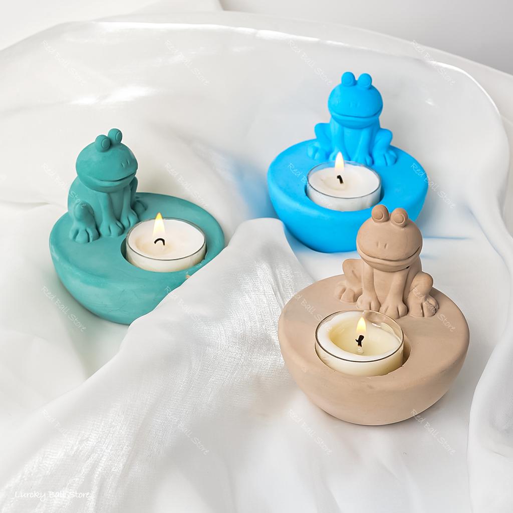 Cartoon Frog Candlestick Silicone Molds Animal Candle Holder Ornaments Casting Mould DIY Concrete Resin Mould Home Desktop Decor