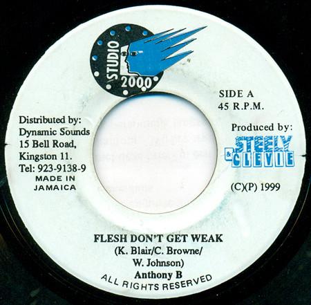 7inch Record ANTHONY B / DETERMINE - Flesh Don't Get Weak / Full A Hype NONE Studio 2000 1999 Jamaica Reggae, Ska & Dub Used