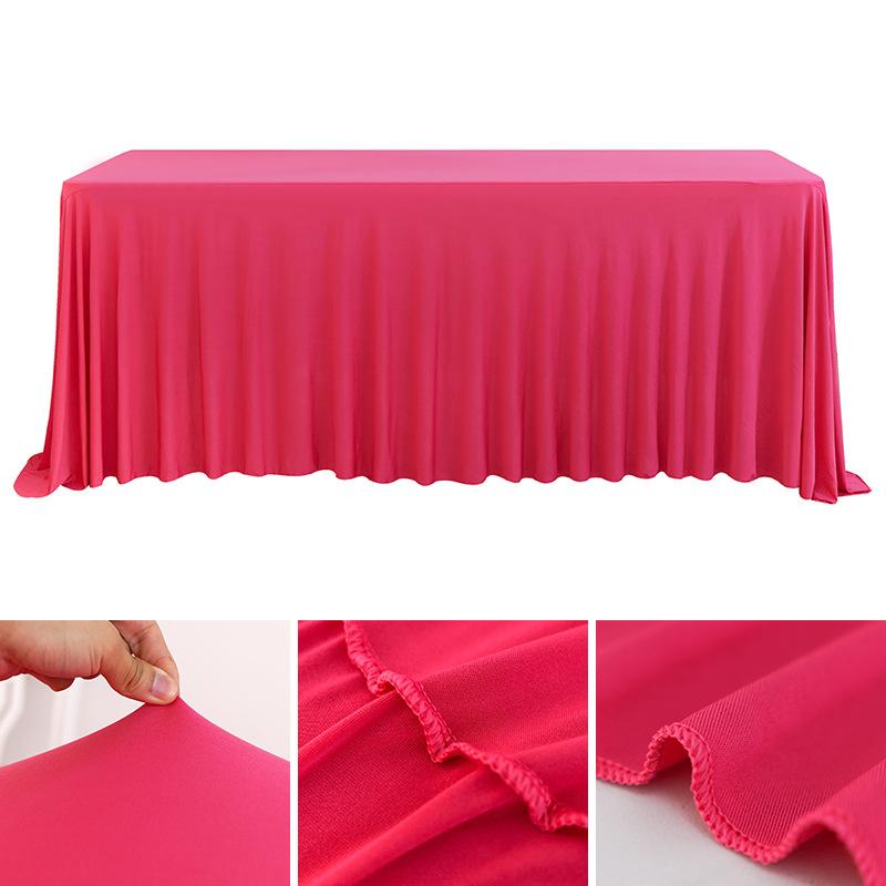 

LMETJMA Rectangle Tablecloths Spandex Tablecloth for Rectangle Table Waterproof Washable Table Cover Skirt For Weddings Party 4FT рожевий червоний колір