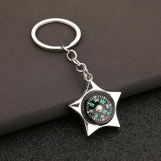 Kompassnyckelring Legering Mini Kompass Väskberlock Utomhus Camping Ryggsäcksberlock Nyckelring Present till Vandrare