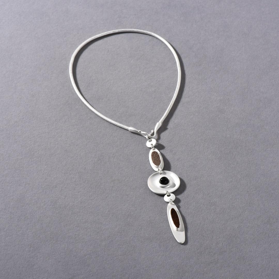 

Fresh Silver Long Water Drop Disc Hanging Collarbone Chain New Chinese Light Luxury Niche Design High-End Necklace