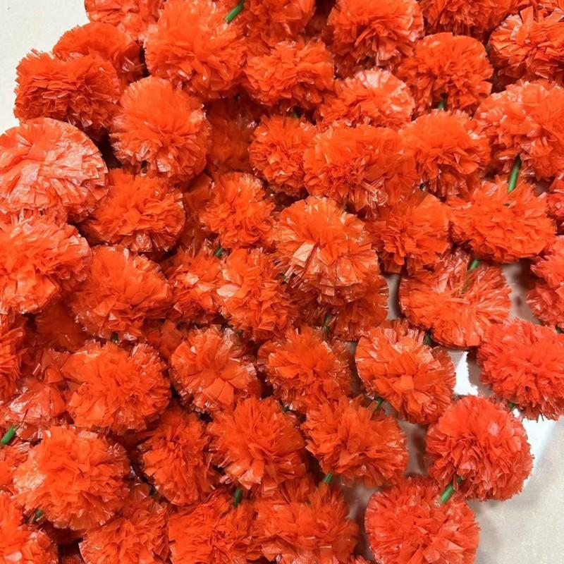 5PC Artificial Marigold Indian Wedding Flower Garlands Mexican Party Decor Day of The Dead Party Artificial Marigold Flowers