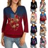 Women's 3/4 Sleeve Neck Hem V-Neck Summer Casual Base Top Independence Day Printed Top