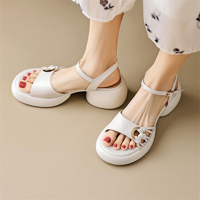 Fashion 2025 Summer Sandals Fashion Light Luxury Sandals Round Toe Chunky Heels Sandals for Women Handmade Women Sandals Platform Shoes