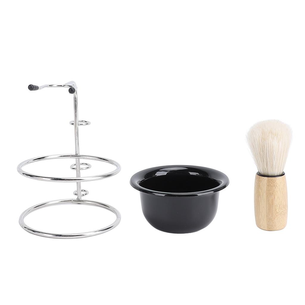 Shaving Brush Set Grooming Kit Synthetic Hair Stainless Steel Stand Shaving Brush Bowl Stand Set for Men