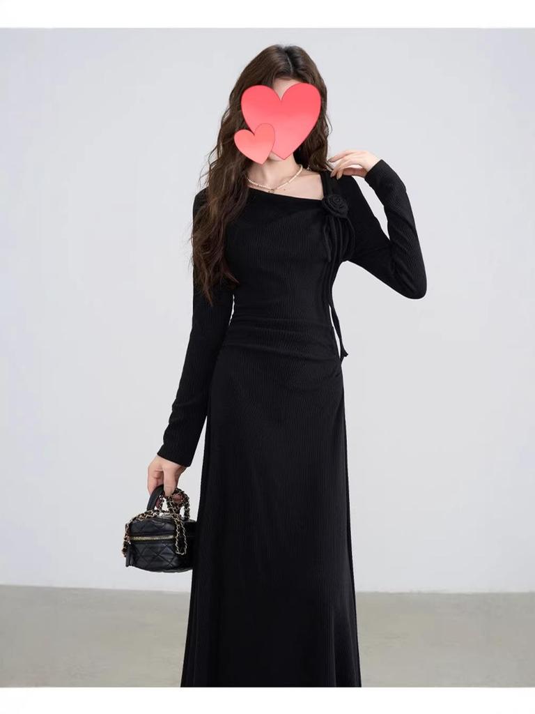 2025 French High-End Red Early Autumn Plus Size Slimming Women's Dress