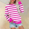 Long Sleeve Sweatshirt For Women Stripe Print Graphic Tees Blouses Casual Plus Size Basic Tops Pullover