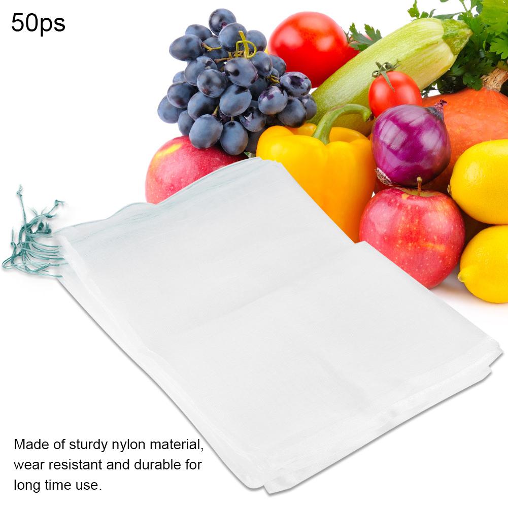 50pcs Plant Fruit   Bags Drawstring Mesh Bag Against Insect Pest Garden Tools 25*15cm