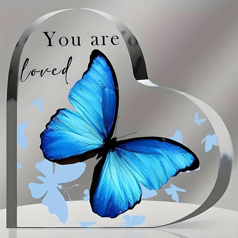 Acrylic Heart-Shaped Crafts Transparent Valentine'S Day Creative Gifts Love Crystal Ornaments Butterfly Birthday Gifts Proposal