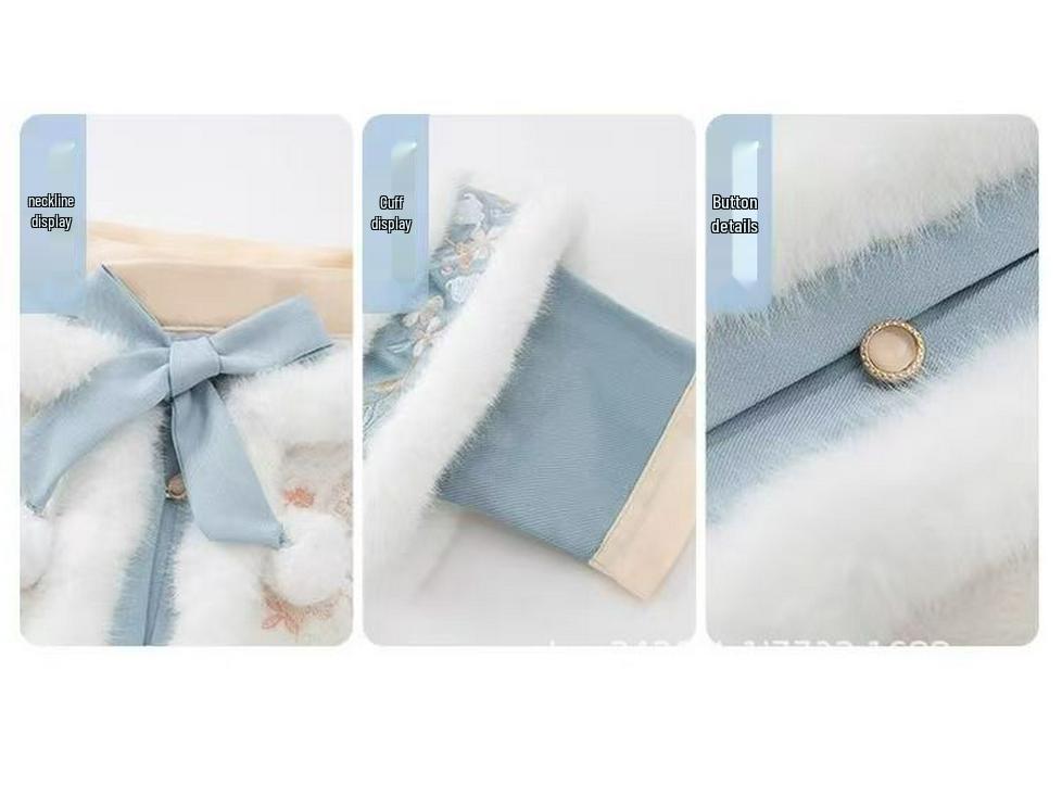 Hanfu de Inverno para Meninas - Traje Tang de Lã: Conjunto Mianqun Estilo Chinês Tradicional para Celebrações de Ano Novo