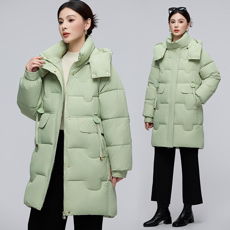 Women's Hooded Mid-Length Winter Cotton Coat: Thick, Cold-Proof, Fashionable Outerwear