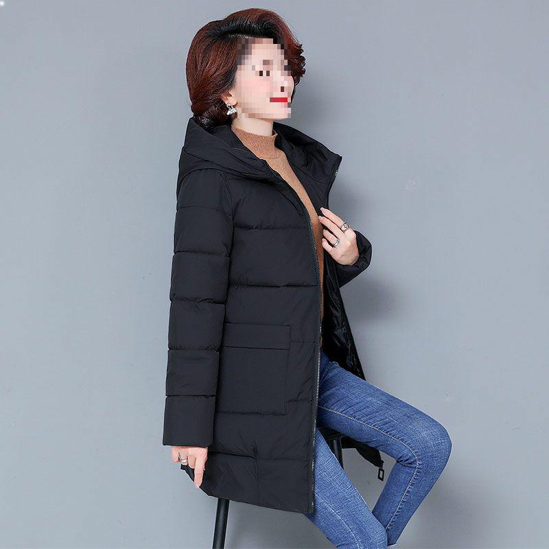 

Женский пуховик большого размера, зимняя одежда для мамы, повседневный прямой крой, утолщенный S чёрный