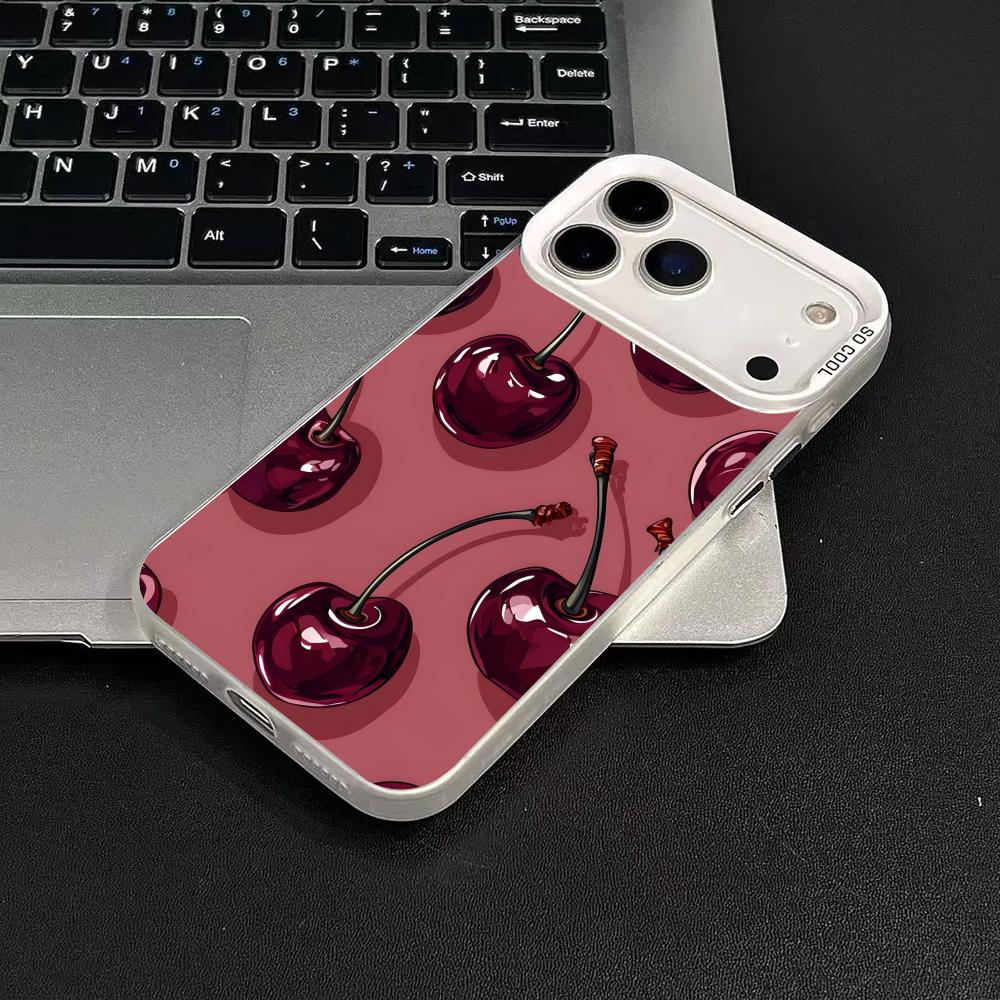 Red cherry design Phone Case case for iPhone17 16 15 14 13 12 11 Pro/ Max/Plus shock-proof rear cover anti-fingerprint
