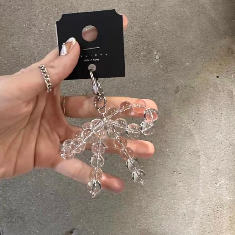 Elegant Beaded Keychain Pendants with Bowknot Fashionable Keyring DIY Decoration
