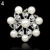 Faux Pearl Flower Brooch Collar Pin Rhinestone Crystal Bridal Jewelry Present