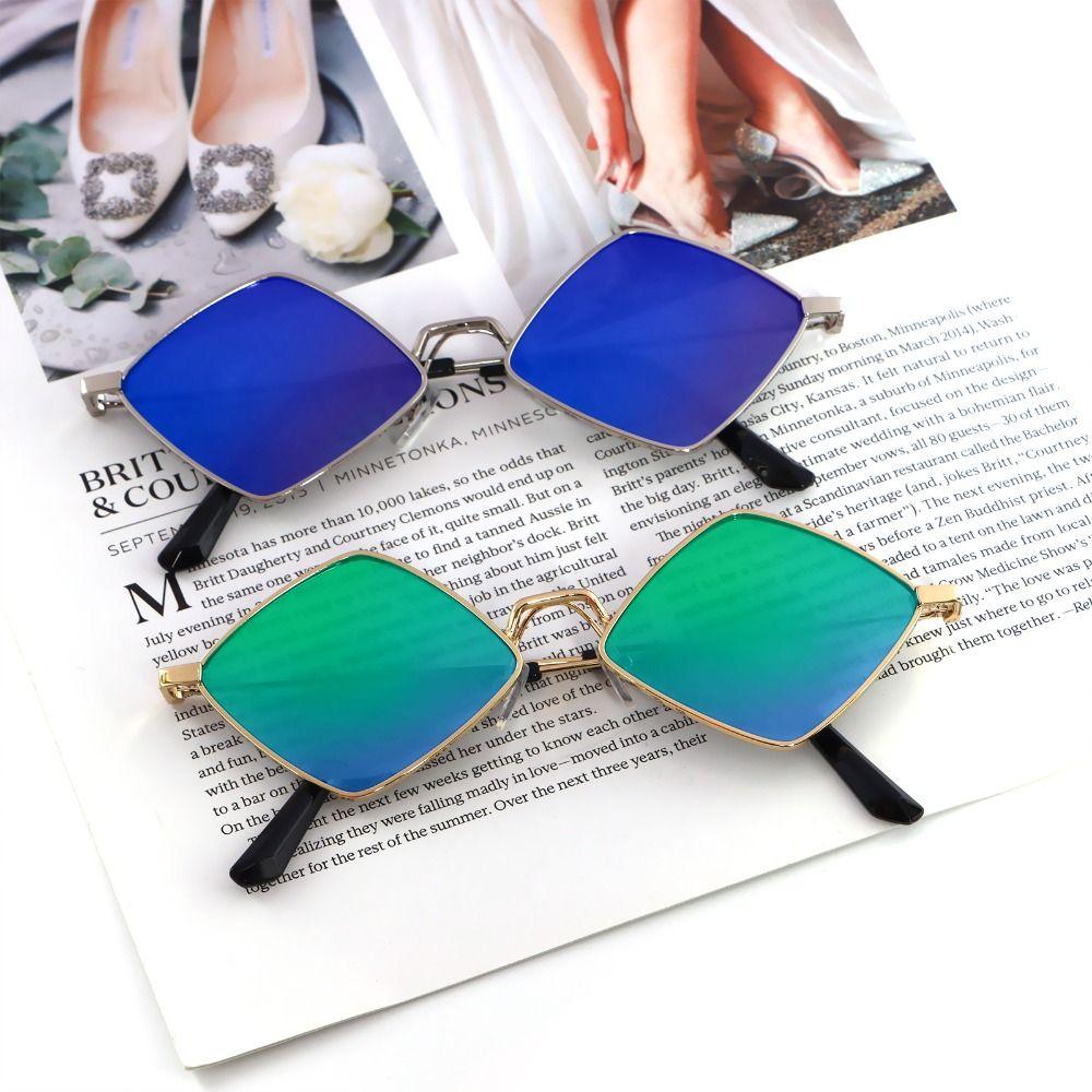 Vintage Metal Small Quadrilateral Frame Diamond Shape Sun Glasses Women's Sunglasses Men's Shades