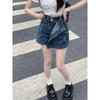 Women's Summer Petite High Waist A-Line Denim Skirt Pants - Retro Slim Fit for Hot Girls