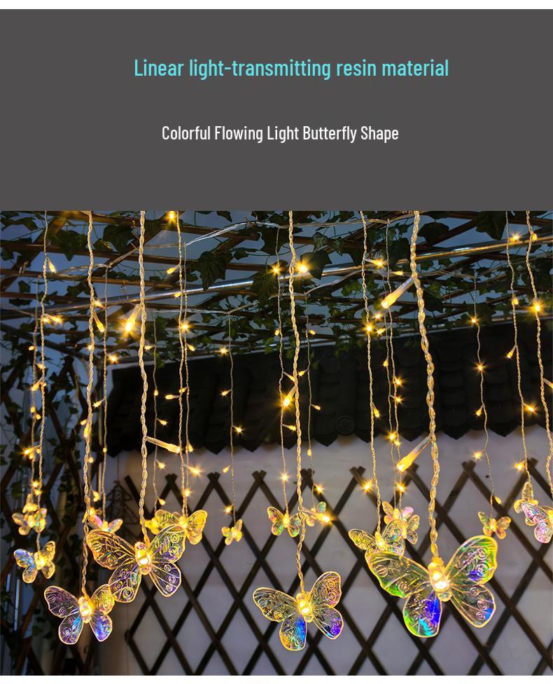Butterfly Icicle Solar String Lights for Garden, Patio, and Landscape Decor