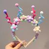 Cute Rainbow Balls Flower Hair Bands Princess Headband Sweet Plush Head Hoop Baby Girls Headwear Accessories