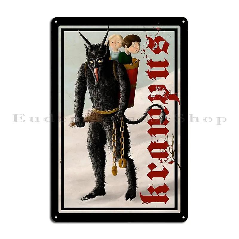 The Krampus Beware The Ill Behaved Print Krampus Greetings Metal Plaque Printing Decoration Garage Wall Mural Tin Sign Poster