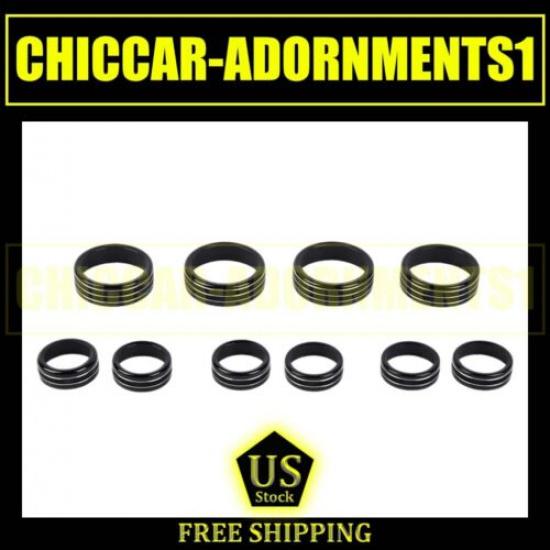 10pcs BLACK CENTER CONSOLE RADIO SWITCH BUTTON TRIM RING FOR CHEVY SILVERADO 19+
