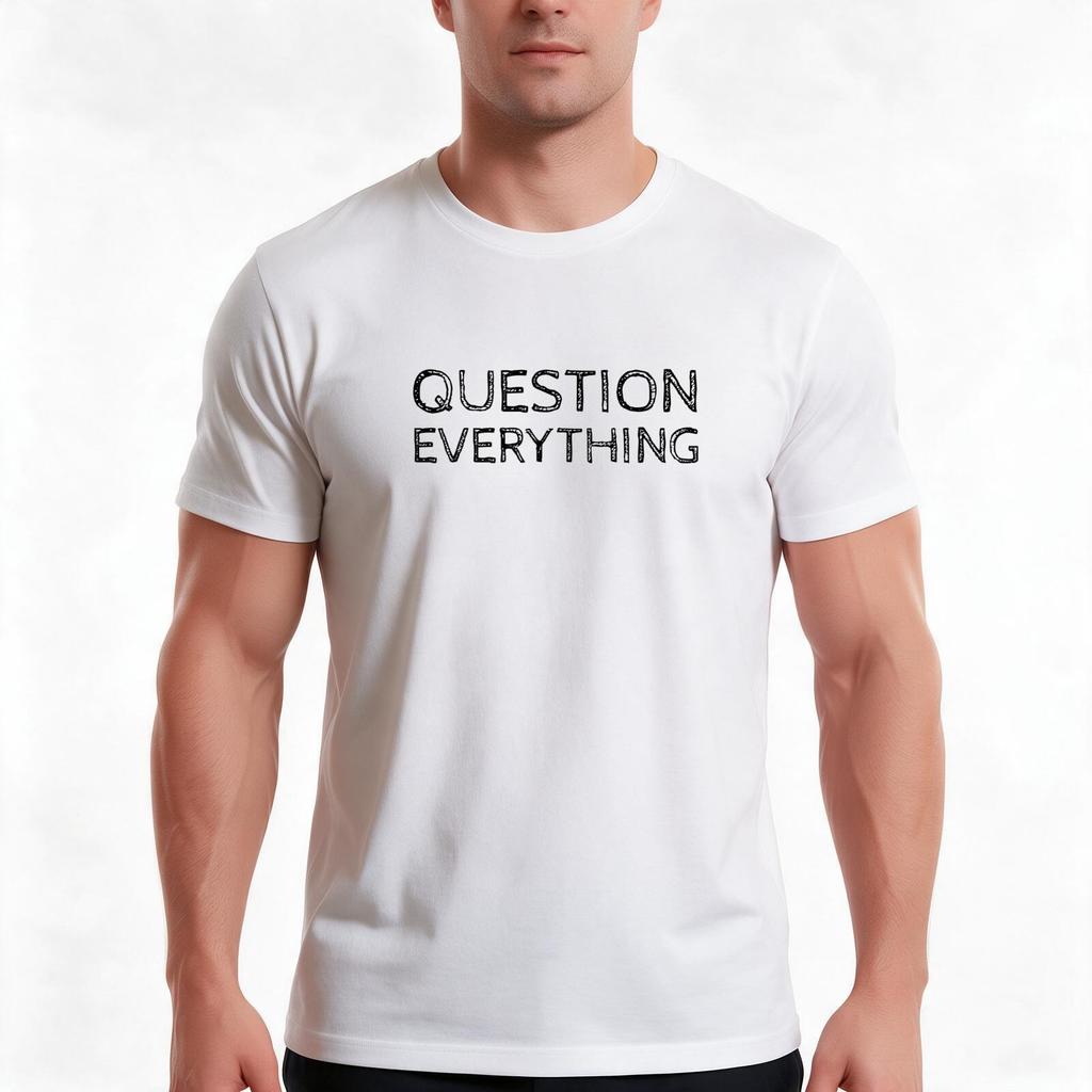 Question Everything Tshirt Summer Casual Cotton Tee Oversized Streetwear Tops Vintage Graphic Print Loose Fit Short Sleeve
