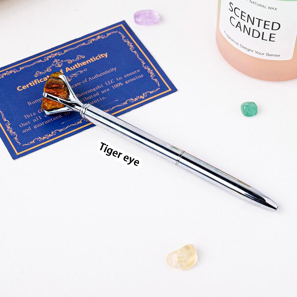 

1pc Natural Crystal Raw Stone Pen Crystal Raw Stone Ballpoint Signature Pen Student Gifts home decoration accessories home decor 1pc