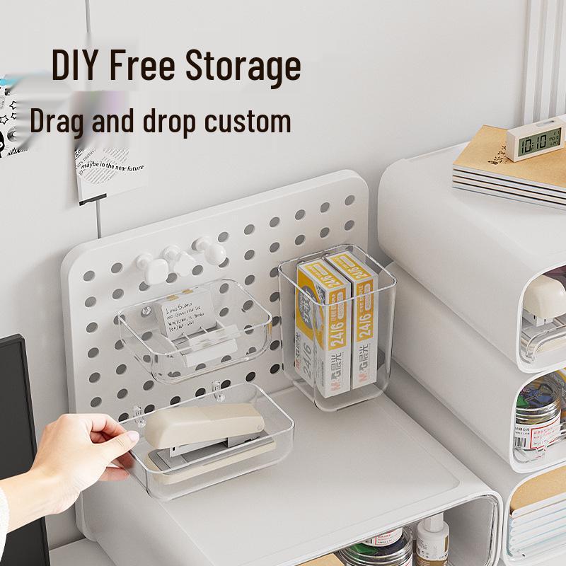 Customizable DIY Pegboard Desk Organizer Storage Box for Students