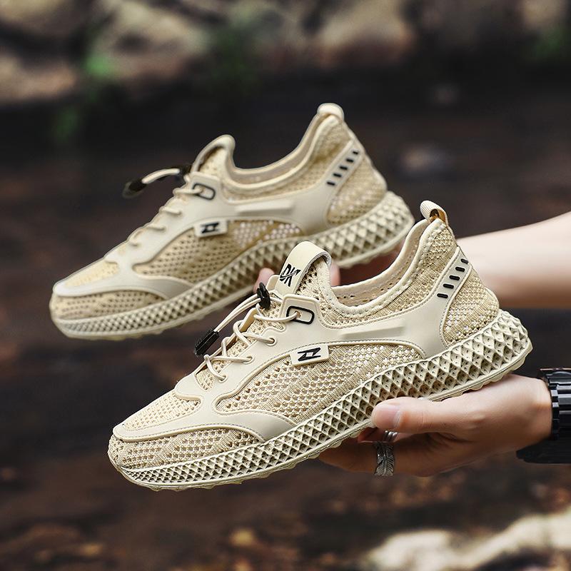 2025 summer new creek shoes wading shoes quick-drying big mesh shoes versatile breathable fly-woven shoes men's sports trendy shoes
