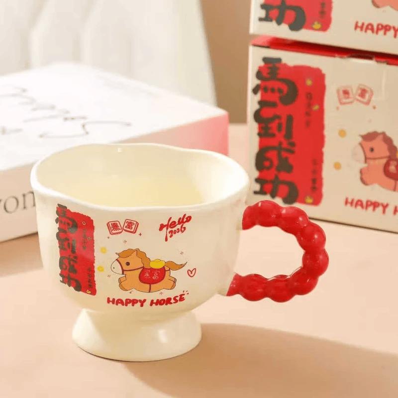 Cute Panda Ceramic Mug with Beaded Handle