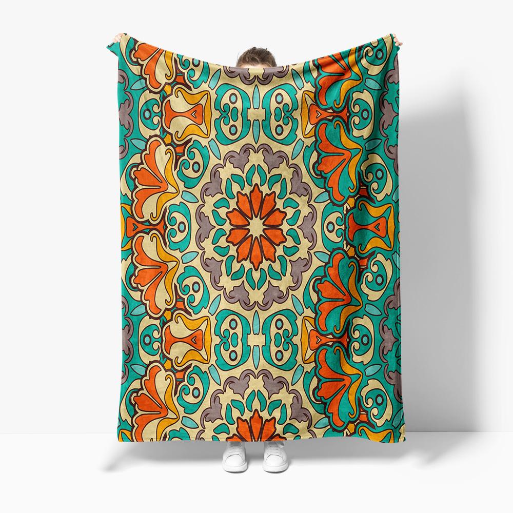 Bohemian Paisley Tribal Pattern Blanket Throw Sofa Bed Cover Decorative Throw Blanket for Home Living Room Bedroom Size: 75*100cm, Weight: 230 GSM