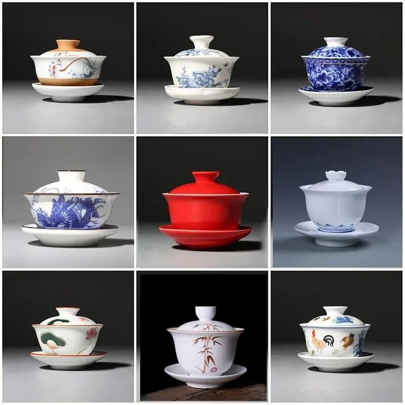

Чайный сервиз Gaiwan Чайная чаша Chawan Фарфоровый горшок для путешествий Красивый легкий чайник Чайная посуда Чашка и блюдце