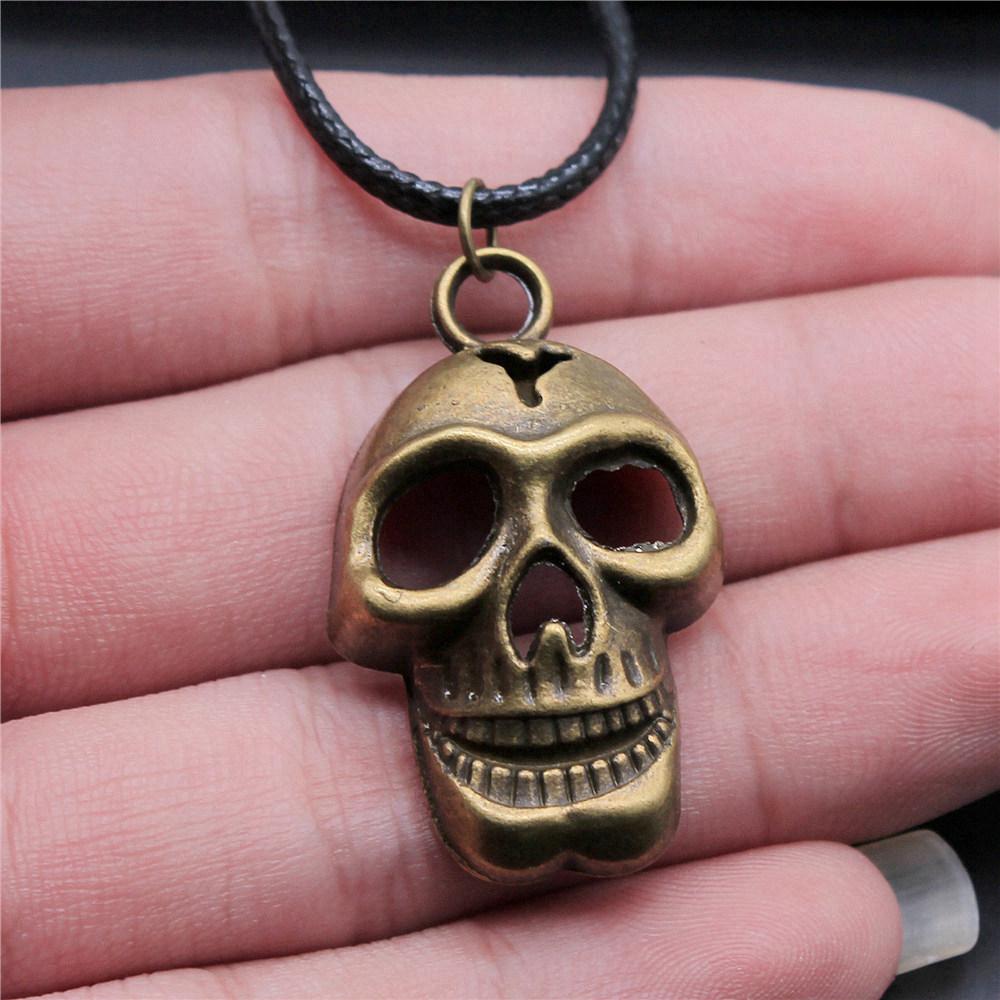 45cm Necklace Leather Chain Big Skull Halloween Kids' Jewelry Materials QN064