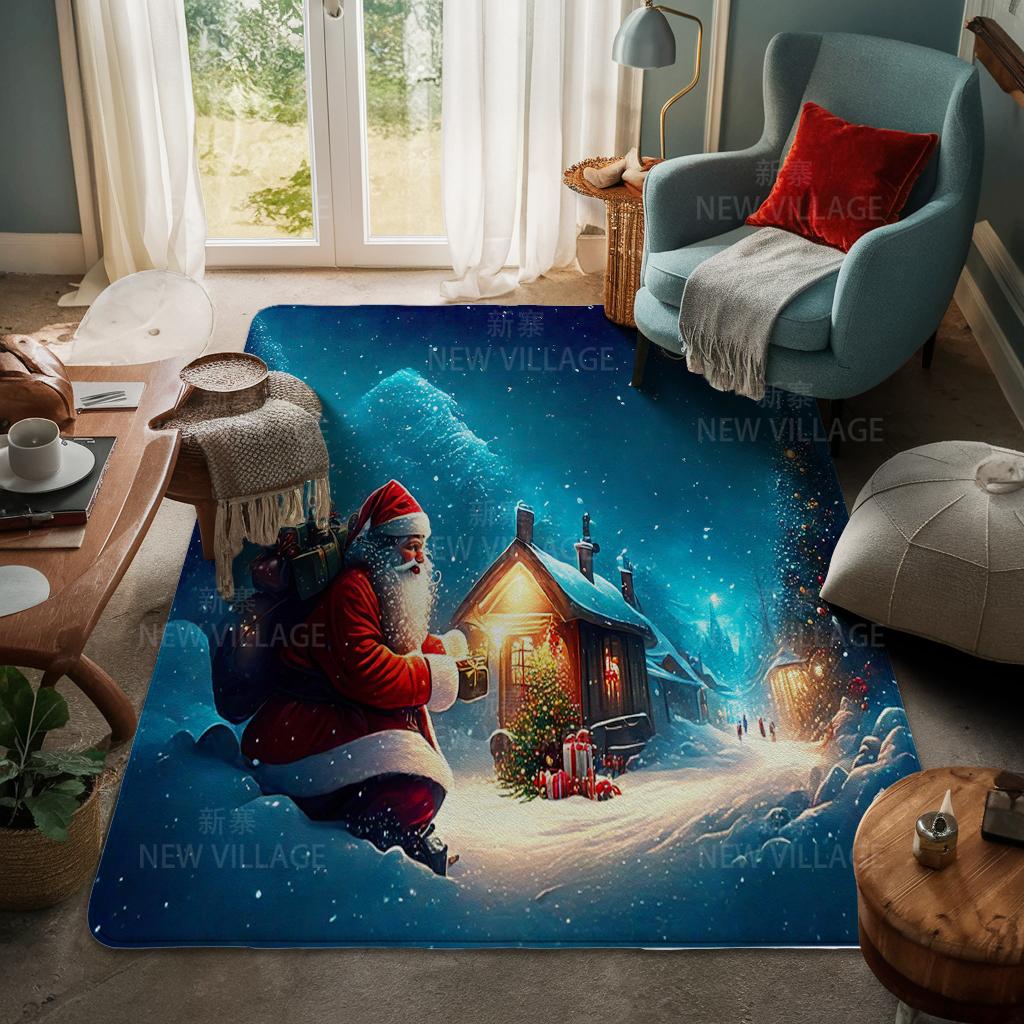 House Entrance Carpet Home Door Mat Living Room Bath Foot Bathroom Non-slip Water Absorption Rugs Bath Merry Christmas Winter