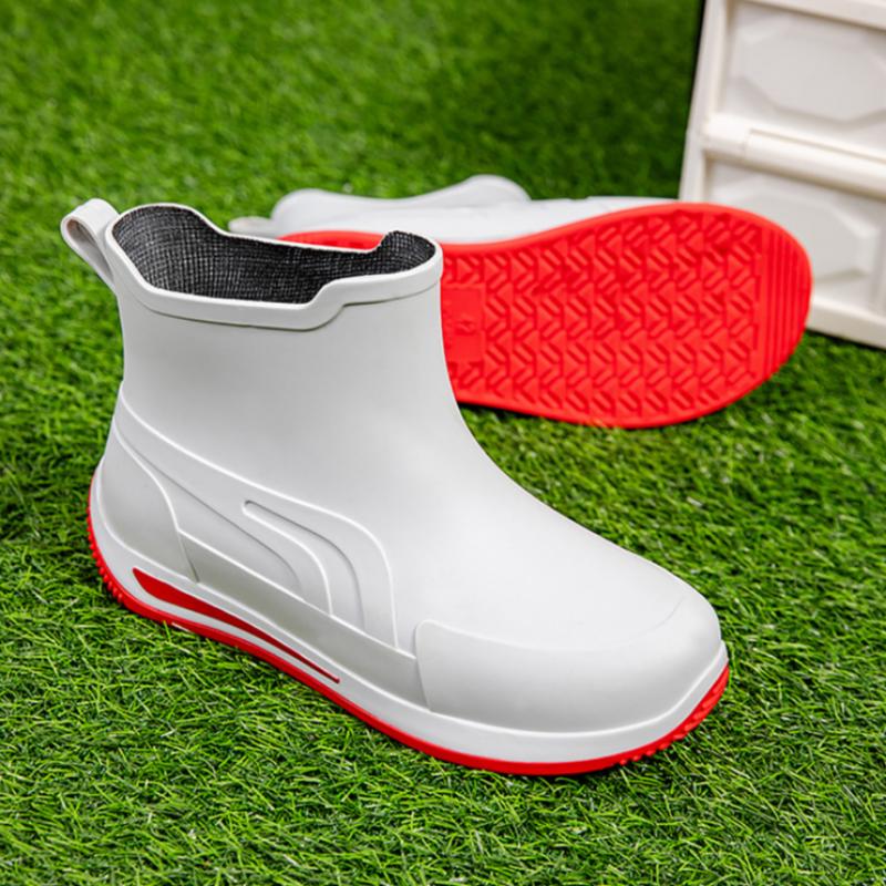 Botas de Lluvia para Adultos Botas de Lluvia de Media Caña para Hombre Zapatos para Agua de Caña Baja Botas de Agua Modernas Antideslizantes Impermeables de PVC con Suela Gruesa Resistentes al Desgaste