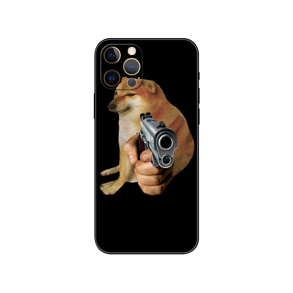 Husă de telefon Doge Dog Cheems pentru iphone 5 5s se 6 6s 7 8 plus x 10 XR XS 11 12 13 mini pro MAX husă din tpu neagră