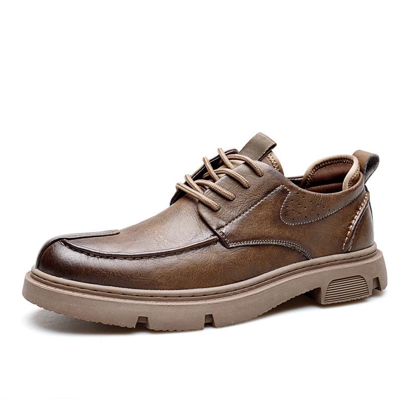 Casual Leather Shoes Men's Spring Trend Tooling Board Shoes Versatile Low-top Retro Men's Single Shoes
