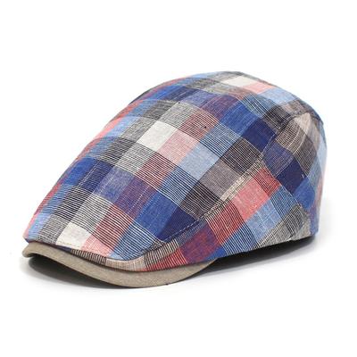 Spring and Summer Thin Hat Men's Fashion Plaid Forward Hat Cotton Cap Foreign Trade Beret
