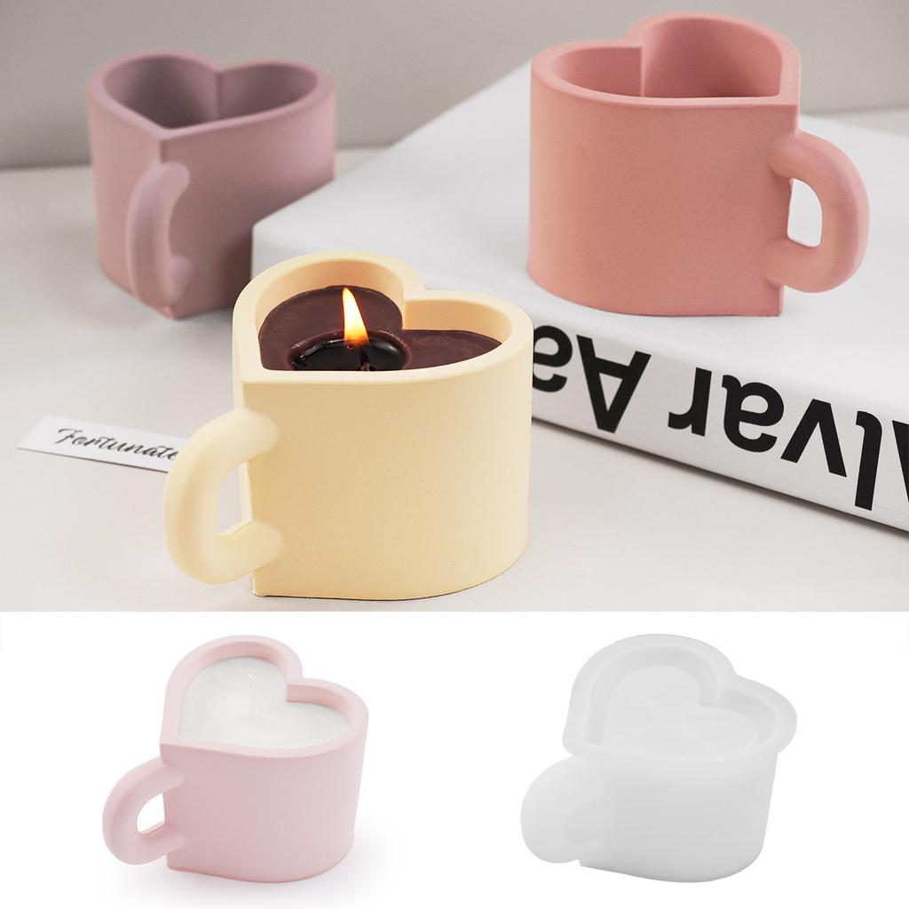 DIY Liebesherz Tasse Silikonform Aromakerzenbehälter Henkel Teetasse Gips Harzform Handgemacht Heimdeko Valentinstagsgeschenke