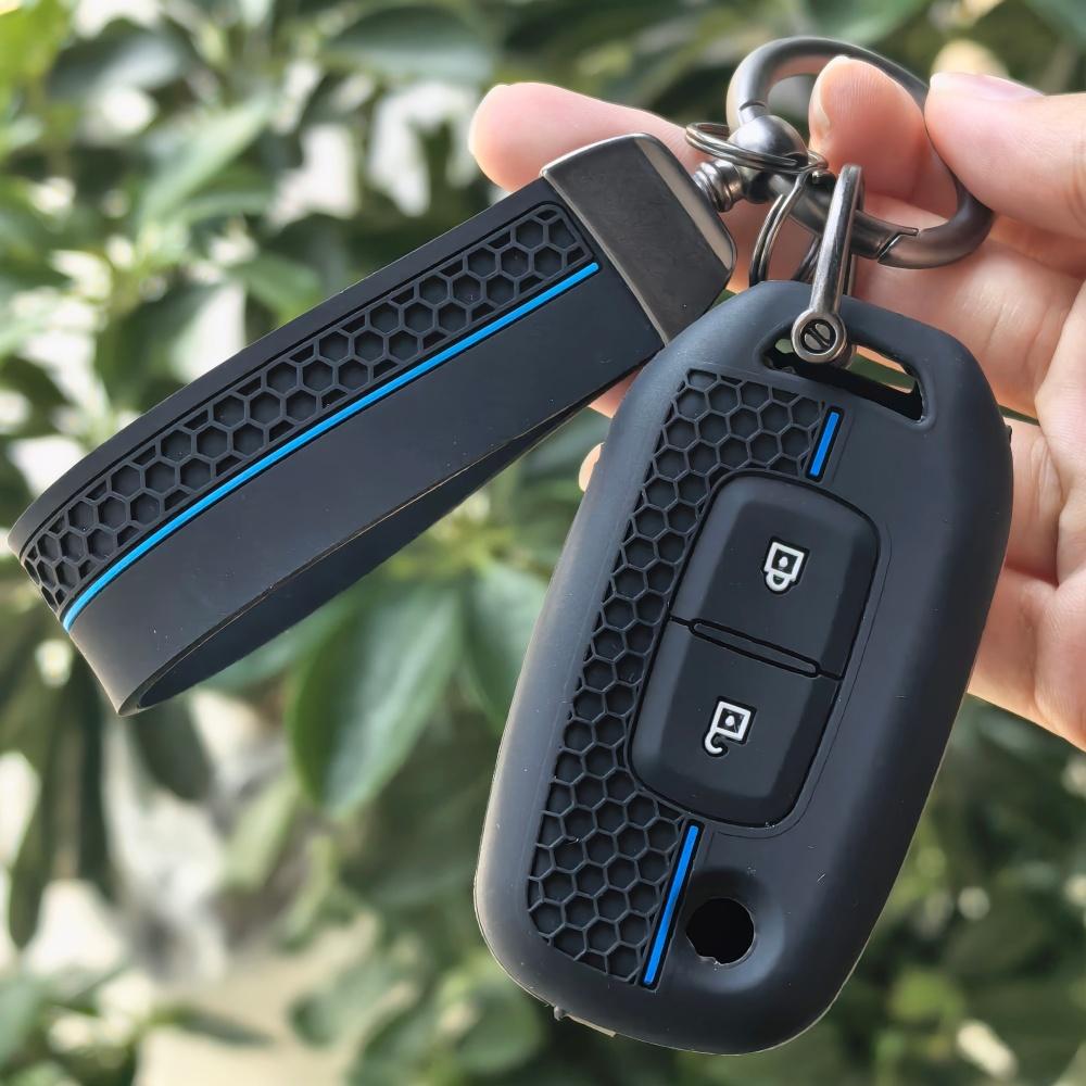 Key Shell Cover for Renault Kwid Trafic Clio Kadjar Captur Arkana Sandero with Keychain Anti-Scratch Guard Shockproof Protection Soft Grip Texture