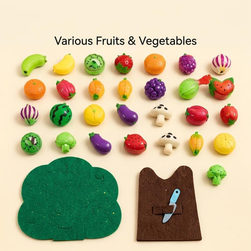 1 Set Fruits Pretend Play Kitchen Games Baby Felt Board Play Food Toys Wall Sticker Fine Motor Skills Early Educational Toy