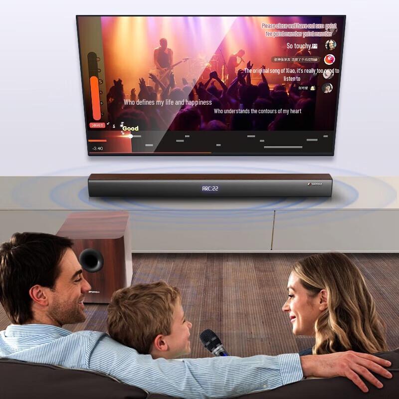 Sansui DV-92W Home Theater Soundbar KTV Audio System with Subwoofer & Mic