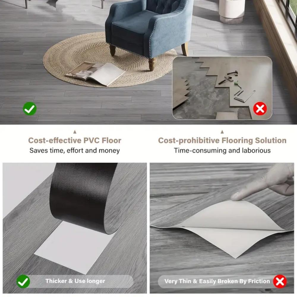 10 pièces 40cmX15cm Autocollants de Sol Imitation Bois Auto-adhésifs pour Salons, Salles de Bain, Cuisines, Décoration de Maison Autocollant de Sol