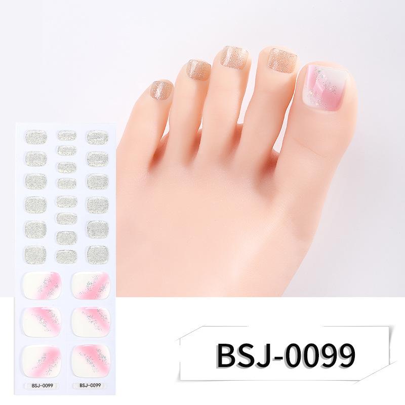 New French Gel Manicure Stickers, Toenail Stickers, Onion Pink Pearlescent Gradient Flash Semi-cured Nail Stickers