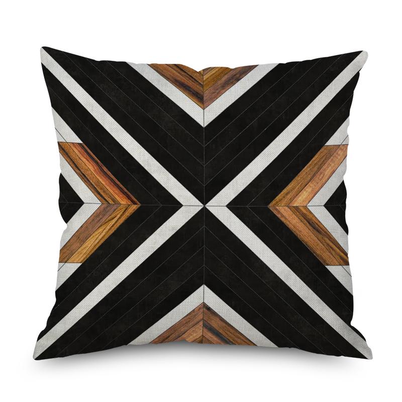 Home Decor Nordic Brown Geometric Ornament Pillow Cover Sofa Chair Printed Car Cushion Cover